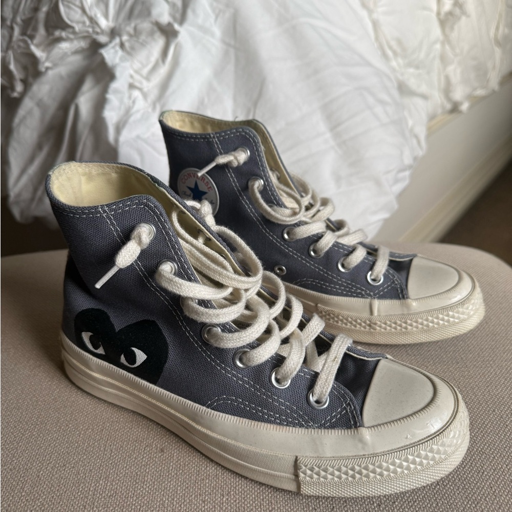 Converse High-Top Sneakers in Navy with Cream Accents